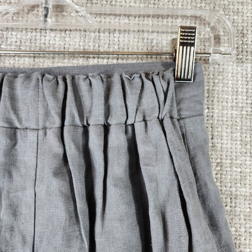 Linen Handmade Studio Long Shorts Womens *XS Gray High Rise Classic 24x10 EUC - Picture 8 of 11